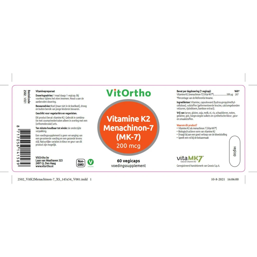 Vitortho Vitamine K2 Menachinon 7 2 Vitortho Vitamine K2 Menachinon 7 - Afbeelding 2
