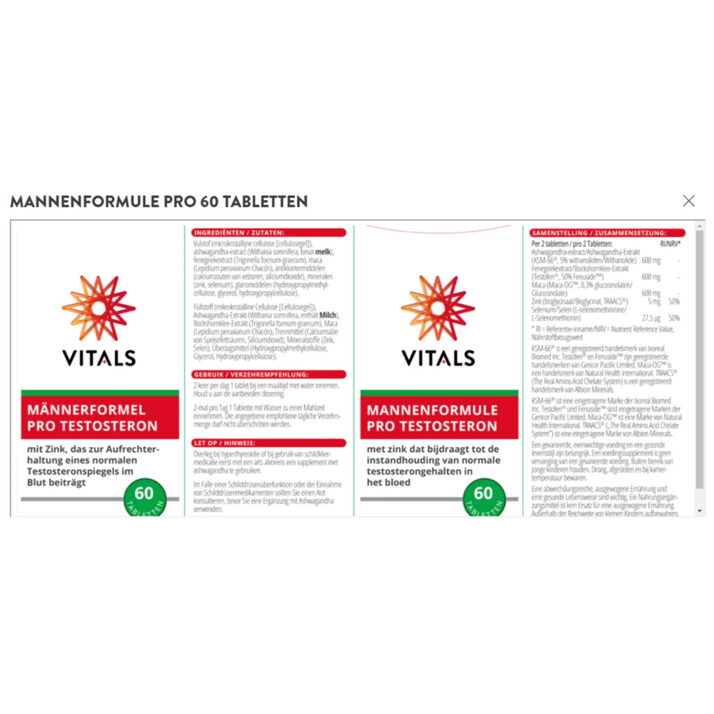 Vitals Mannenformule Pro Testosteron 2 Vitals Mannenformule Pro Testosteron - Afbeelding 2