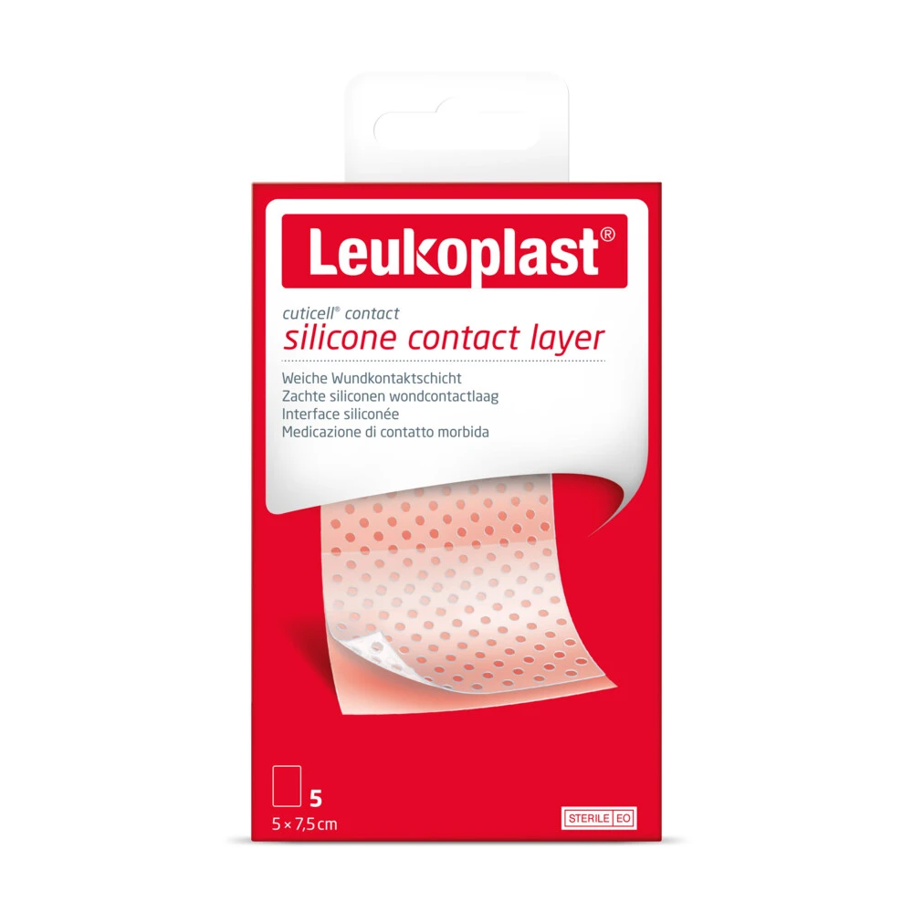 Leukoplast Cuticell® Contact Siliconen Wondcontactlaag 5 Cm X 7,5 Cm 1 Leukoplast Cuticell® Contact Siliconen Wondcontactlaag 5 Cm X 7,5 Cm