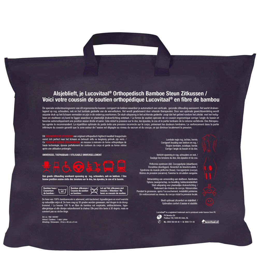 Lucovitaal Steun Zitkussen Bamboe 2 Lucovitaal Steun Zitkussen Bamboe - Afbeelding 2