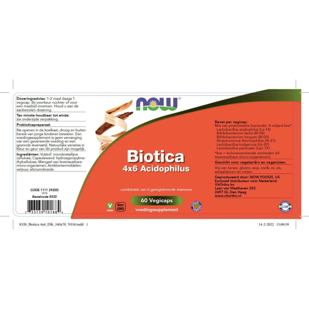 NOW Biotica 4X6 Acidophilus 2 NOW Biotica 4X6 Acidophilus - Afbeelding 2